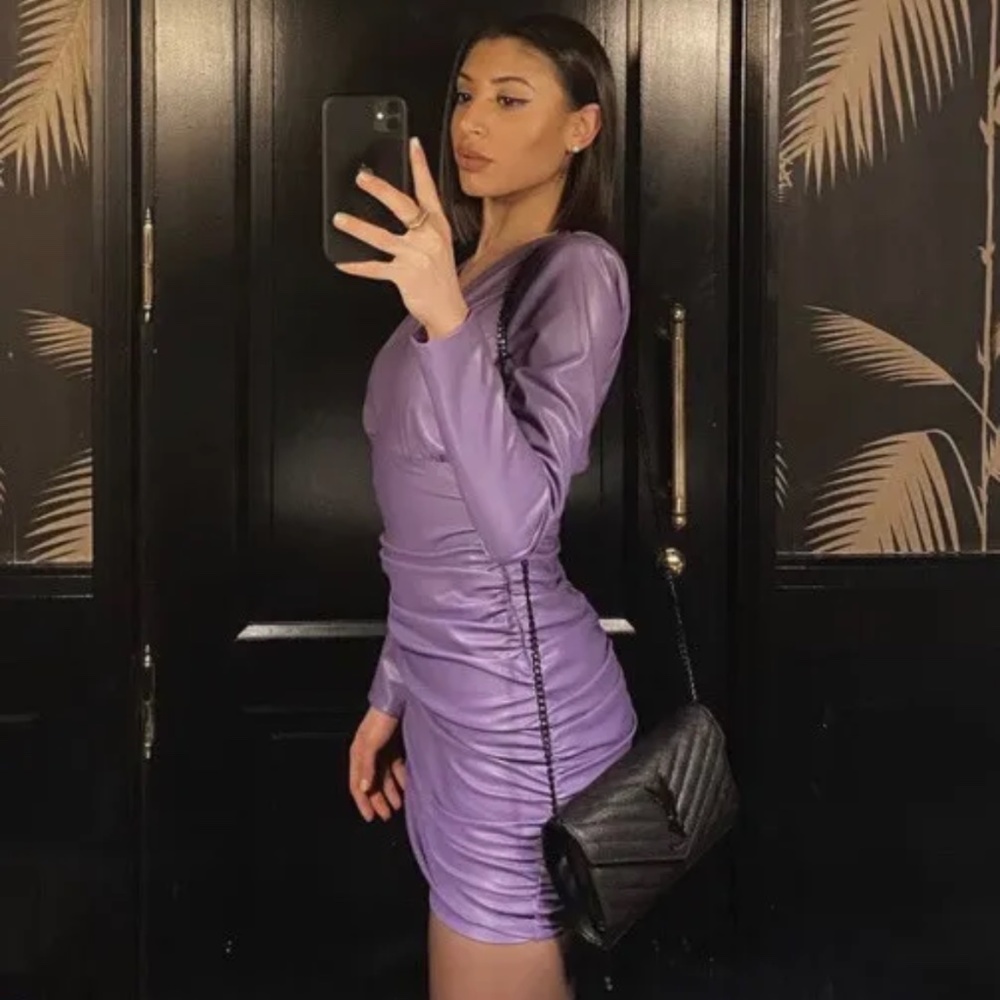 Zara faux leather purple dress size small run small